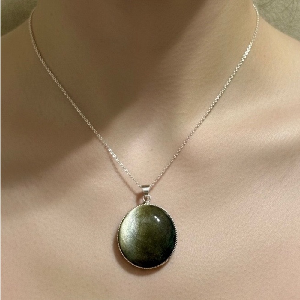 Round Solid Obsidian Pendant - does not include necklace
